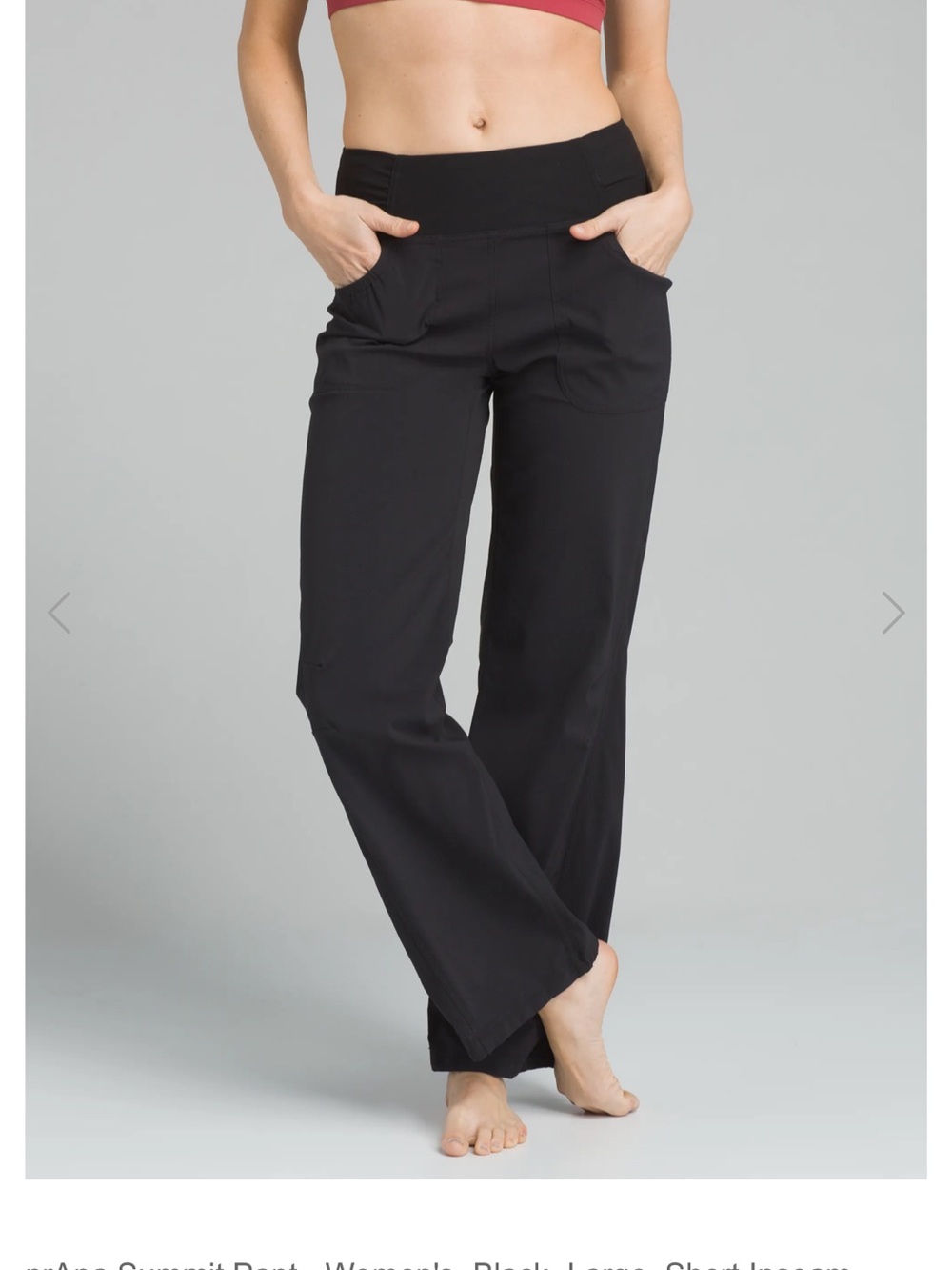 Women's Black prAna Summit Pant - Womens Flat front pull-on pant